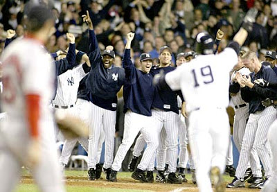 Aaron Boone after hitting homerun in 2003 ALCS